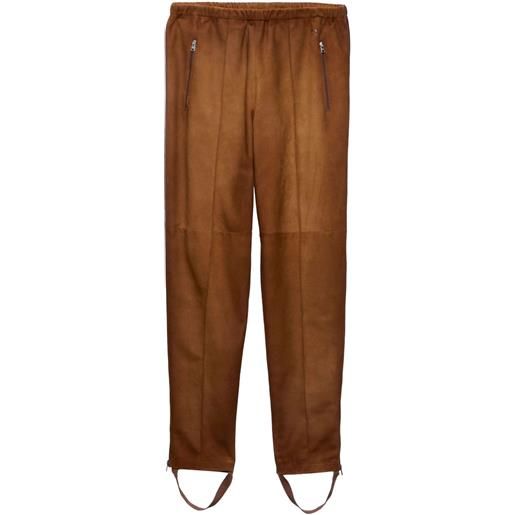 Prada pantaloni in pelle scamosciata - marrone