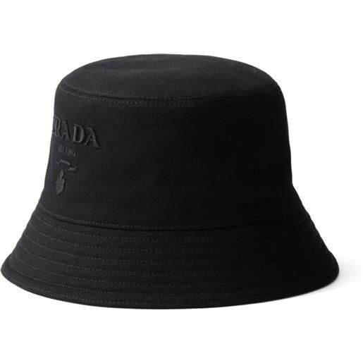 Prada cappello bucket con ricamo - nero