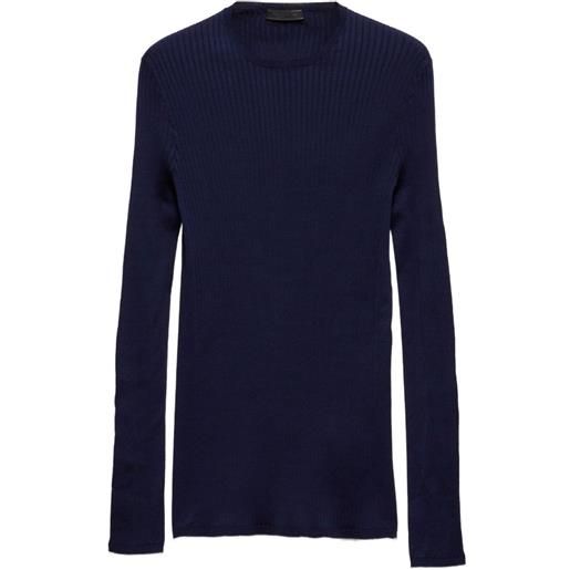 Prada maglione in cotone a coste - blu