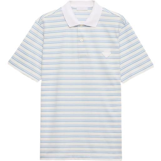 Prada polo in cotone con ricamo logo - bianco