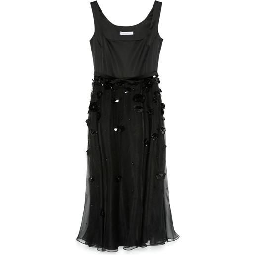 Viktor & Rolf abito lungo svasato con ricamo - nero