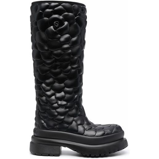 Valentino Garavani stivali da pioggia con fiori in rilievo - nero