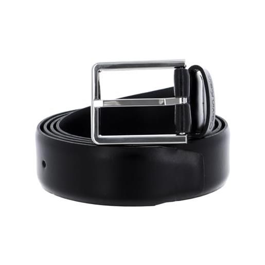 Calvin Klein cintura uomo 3.5 cm bombed belt cintura in pelle, nero (black), 115 cm
