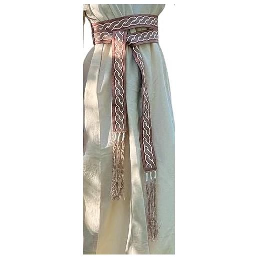 Leonardo Carbone® cintura unisex vichinga elina - cintura da uomo medievale, abbigliamento da uomo, cintura da donna, abbigliamento larp, carnevale, cosplay, hobbit - 100% cotone, blu, 235 cm