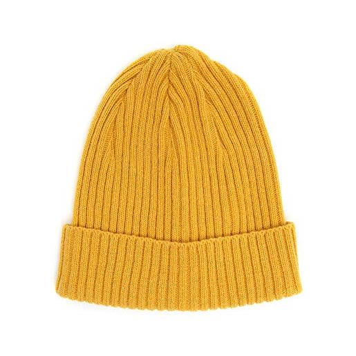 FANTASIE TERRENE berretto fatto a maglia in cashmere, unisex (it, testo, taglia unica, xl, senape)