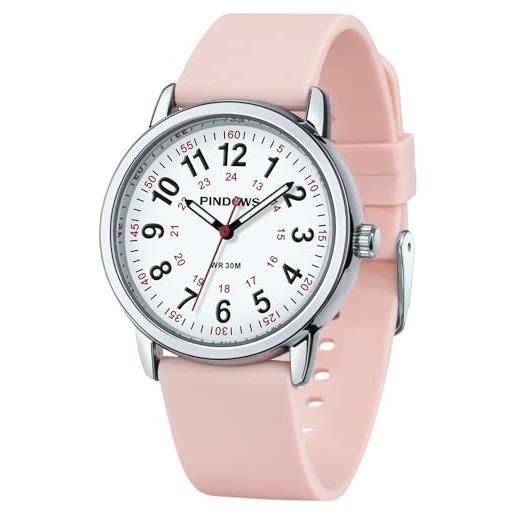 Findtime Orologio Da Donna Sportivo Analogico – Cinturino In Silicone Morbido, Impermeabile, Cassa 42 Mm, Leggibile, Per Uso Quotidiano