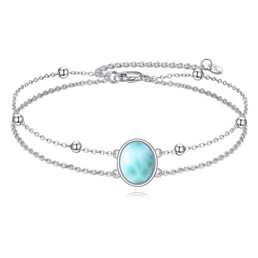POPLYKE Bracciale Chakra In Argento 925 Con Cristalli, 4mm, Catena Regolabile 178+50mm, Regalo In Confezione
