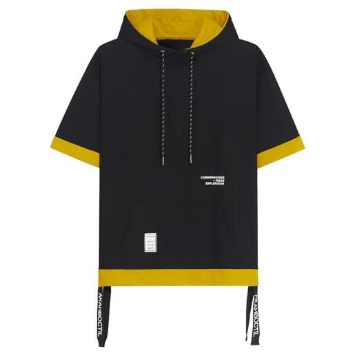 Covisoty felpa maniche corte con cappuccio uomo color block maglietta con cappuccio estate hoodie t-shirt sweatshirt