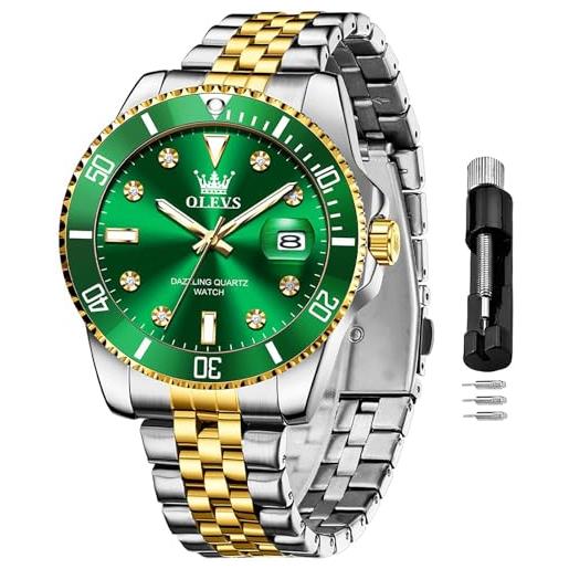 OLEVS orologio da uomo di lusso in acciaio inossidabile impermeabile
