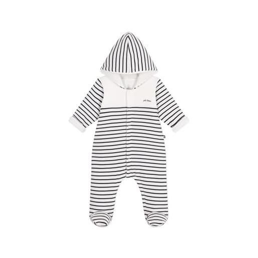 Petit Bateau a0cg4 tuta lunga, bianco/blu, 0-3 mesi unisex-bimbi