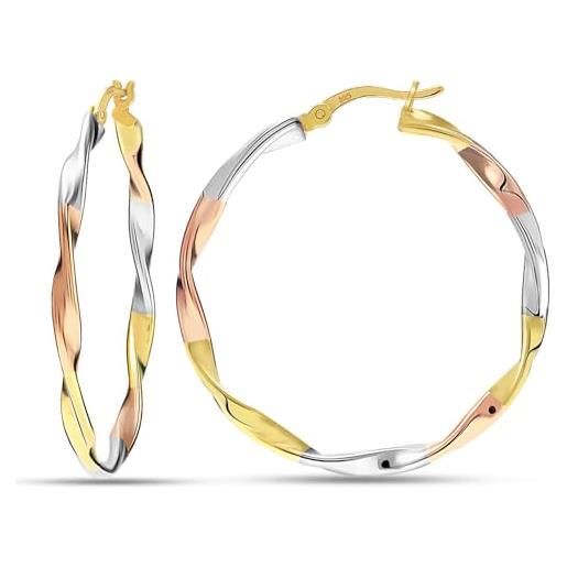 Orecchini a cerchio da donna in argento sterling 925 rotondi