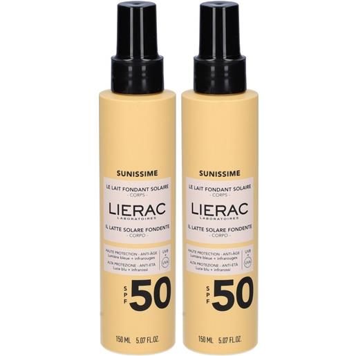 Lierac (Laboratoire Native IT) sunissime il latte solare fondente corpo spf 50 set da 2 2x150 ml crema solare