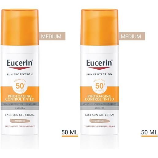 Beiersdorf SpA eucerin sun photo aging control tinted anti-età gel crema spf50+ crema sun colore medium 50 ml set da 2 2x50 solare