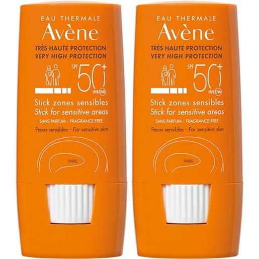 Avene (Pierre Fabre It. SpA) eau thermale avène protezione solare molto alta stick zone sensibili spf 50+ set da 2 2x8 g