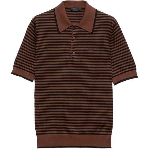 Prada polo a righe in cotone - marrone