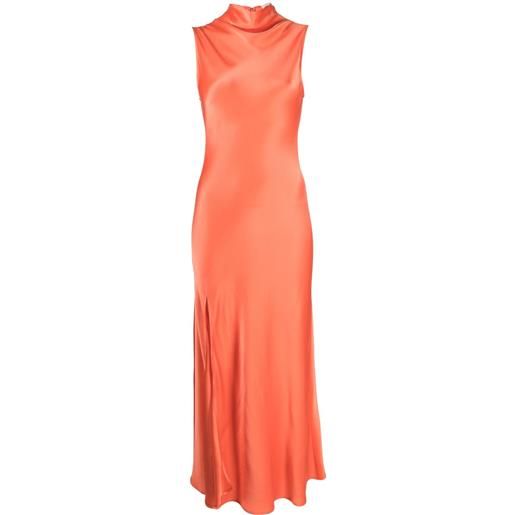 LAPOINTE abito lungo drappeggiato in raso - marrone