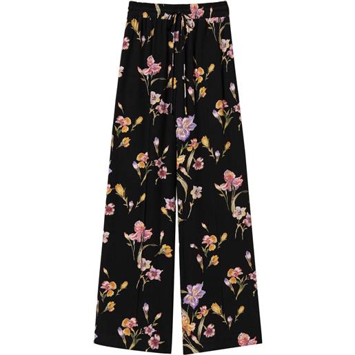 TWINSET pantaloni a fiori - nero