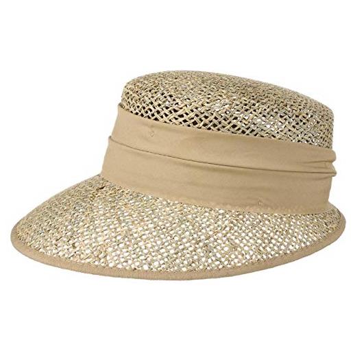 LIPODO berretto di paglia breezy donna - made in italy cappellino estivo da spiaggia visiera sole con primavera/estate estate - taglia unica natura-beige