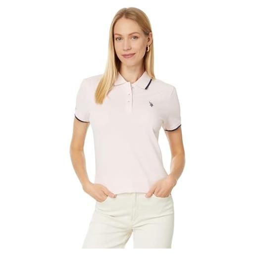 U.S. Polo Assn. polo classica da donna in piqué elasticizzato, rosa classico, l
