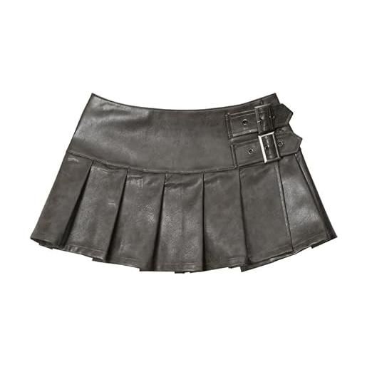 Attria donne y2k pieghe minigonna coquette a line mini skorts estate fairycore abbigliamento grunge cyber punk vestiti, marrone, s