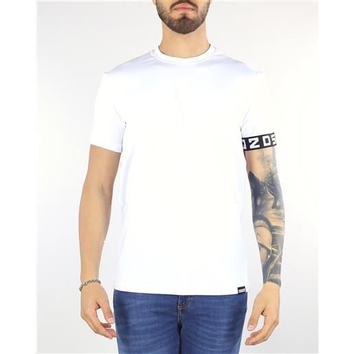 DSQUARED t-shirt bianco con banda logo dsq2