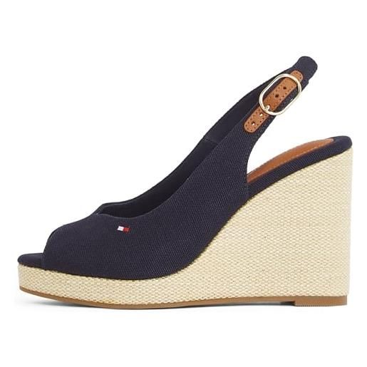 Tommy Hilfiger donna espadrillas wedge flag high slingback con cinturino alla caviglia, nero (black), 39