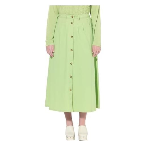 Ulla Popken chinorock, a-linie, knopfleiste, taschen gonne, verde lime, 56-58 donna