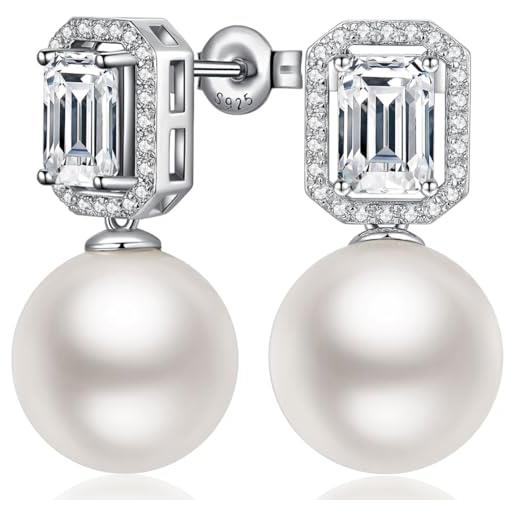 Pearl Jam Dark Matter Orecchini Pendenti In Argento Sterling 925 Con Perla & Diamante Lab-Created | Eleganti E Classici Small Stone - Foto 3