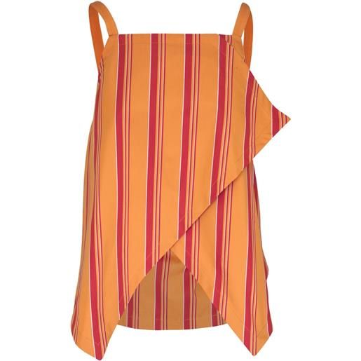 Odeeh top asimmetrico a righe - arancione