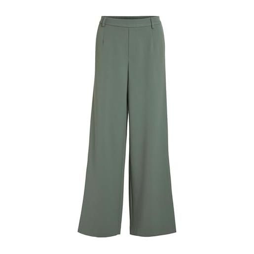 Vila vivarone hw wide pant - noos pantaloni in tessuto, verde duck, 48 donna