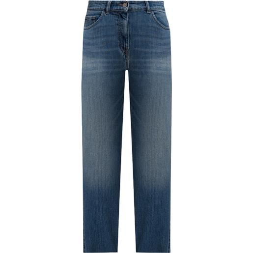 TWINSET jeans blu con ricamo del logo