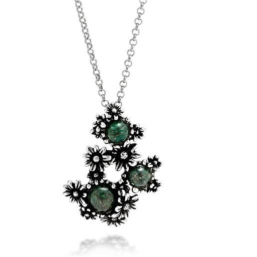 Giovanni Raspini / margherite garden / collana con pendente / argento e agata verde - 11202