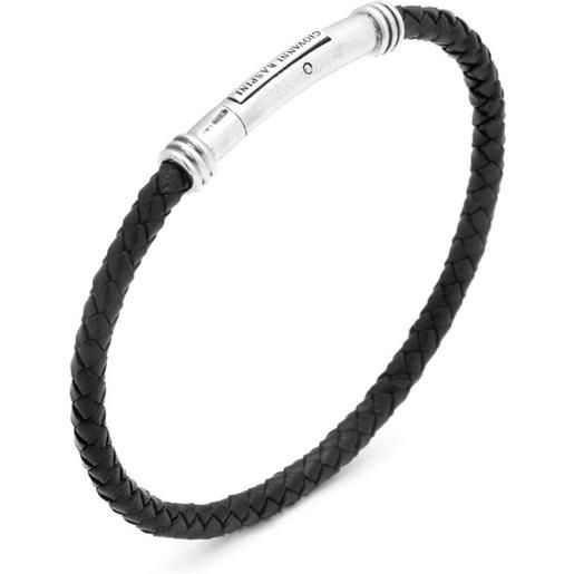 Giovanni Raspini / uomo / bracciale intrecciato / argento e cuoio nero - 11354
