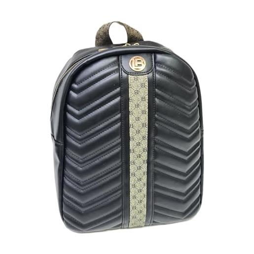 Laura Biagiotti borsa donna zaino con manico borsa/zaino in ecopelle inserti in alcantara accessori dimensioni: 25 x 30 x 14 cm. Art. Lb22w-108-3 linea odyssa (nero)