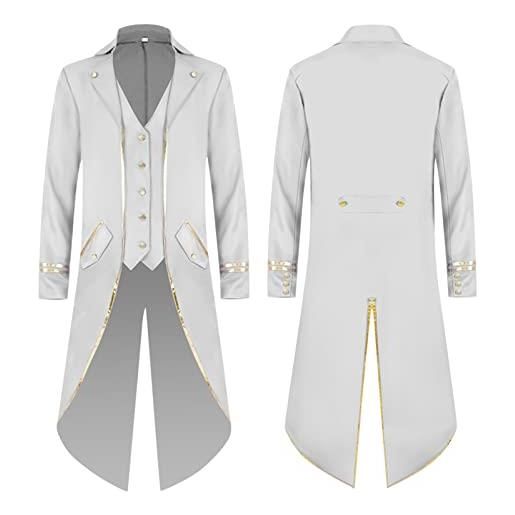 sutelang lurryly uomini gotico giacca coda di pie nero steampunk vittoriano matrimonio cosplay mezza stagione vintage halloween con pulsante giacca uomo economico autunno inverno€, bianco, xxxxl