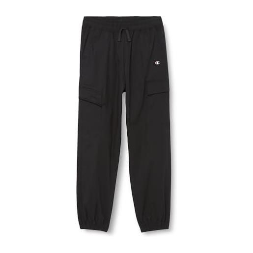 Champion legacy minimalist resort g - cotton stretch popeline cargo pantaloni da tuta, nero, 13-14 anni bambine e ragazze ss24
