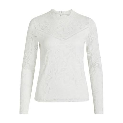 Vila clothes vistasia l/s lace top-noos, maglia a maniche lunghe donna, bianco (cloud dancer), 42 (taglia produttore: x-large)