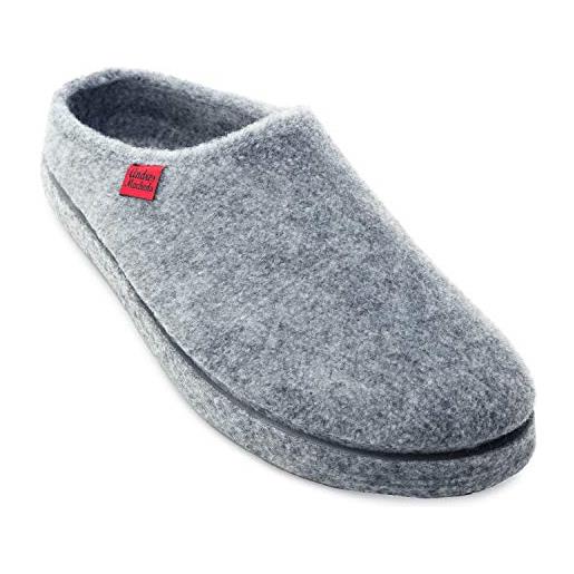 Andrés Machado - pantofole unisex per donna/uomo per estate/inverno - am001 - parte esterna in feltro/suola in gomma antiscivolo - grigio eu 33