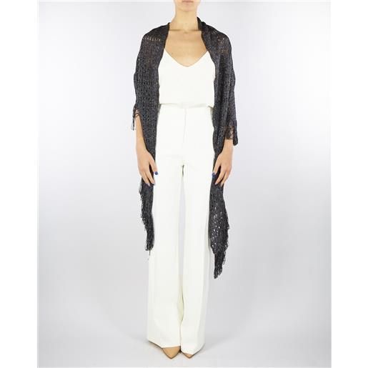 SIMONA CORSELLINI stola nero in lurex traforato con frange