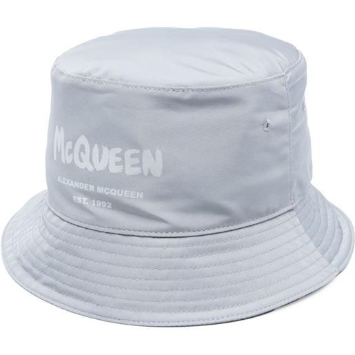 Alexander McQueen cappello bucket con stampa - grigio
