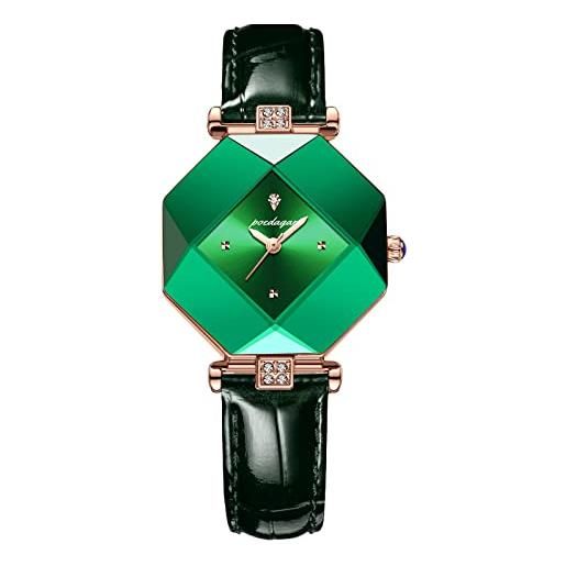 RORIOS moda orologio donna analogico al quarzo orologio con cinturino in pelle impermeabile strass orologi da polso per donna ragazza