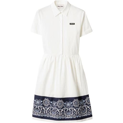Miu Miu abito midi in popeline con stampa bandana - bianco