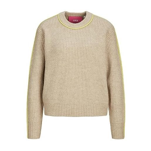 JJXX jack & jones jxleonora-maglia per collo a coste maglione lavorato, peyote/detail: /limeade piping, l donna