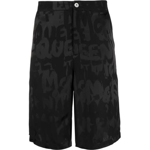 Alexander McQueen shorts graffiti con logo jacquard - nero