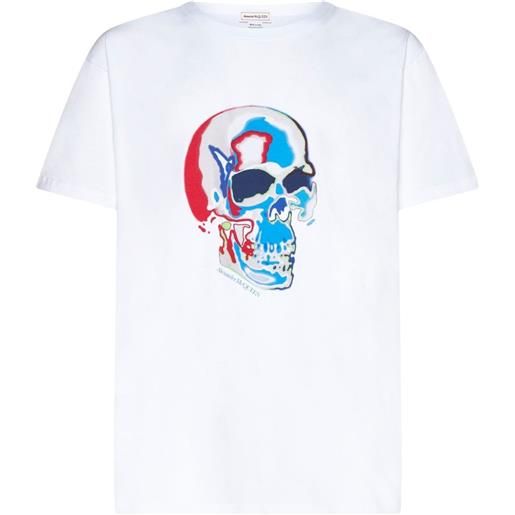 Alexander McQueen t-shirt solarised skull con stampa - bianco