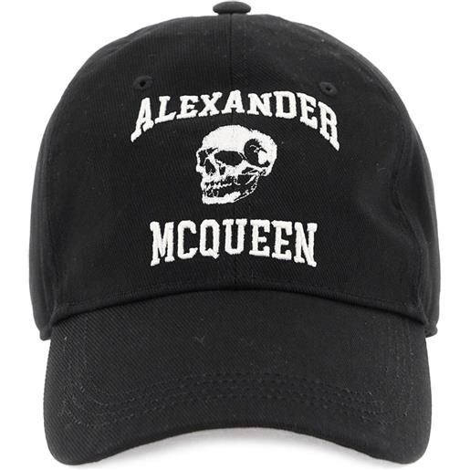 Alexander McQueen cappello da baseball black con ricamo - nero