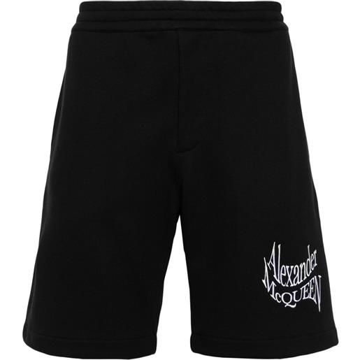 Alexander McQueen shorts sportivi con ricamo - nero