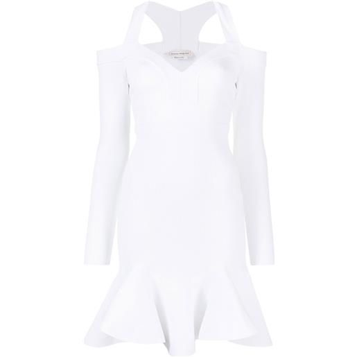 Alexander McQueen abito corto in maglia con scollo a v - bianco