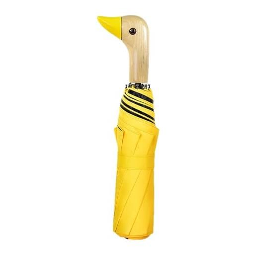GENERIC ombrelli duckhead, ombrello adulto, ombrello compatto - 3 ombrello pieghevole portatile 8 nervature antivento ombrelli sole facile da aprire e chiudere manico in legno ombrello per le donne, 