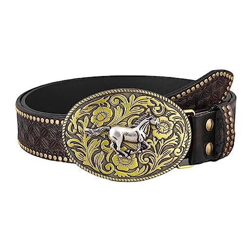 Cintura In Pelle Ricamata Con Ferro Di Cavallo CABALLO Da Uomo In PELLE WESTERN - Italia - Foto 3